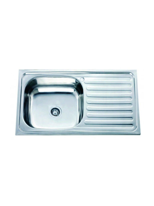 Inter Ceramic Drop-In Мивка Десен Inox със смесител Ш75xД40см Сребрист