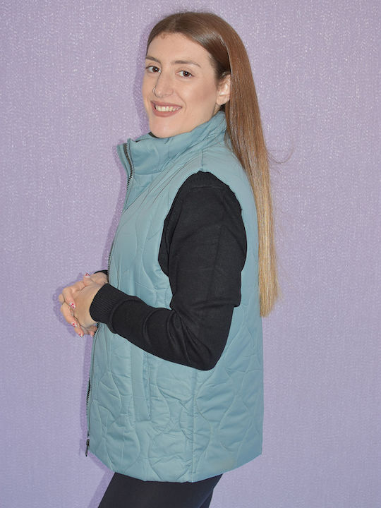 Raiden Kurz Damen Ärmellos Puffer Jacke für Winter Σιελ (siel)