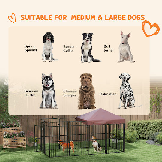 Pawhut Metallic Dog Fencing Accessory 282x121x159cm Brown