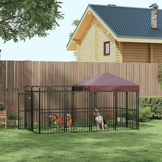 Pawhut Metallic Dog Fencing Accessory 282x121x159cm Brown