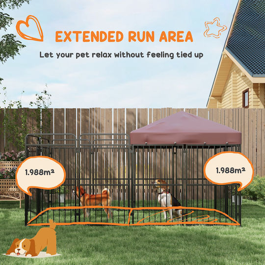 Pawhut Metallic Dog Fencing Accessory 282x121x159cm Brown