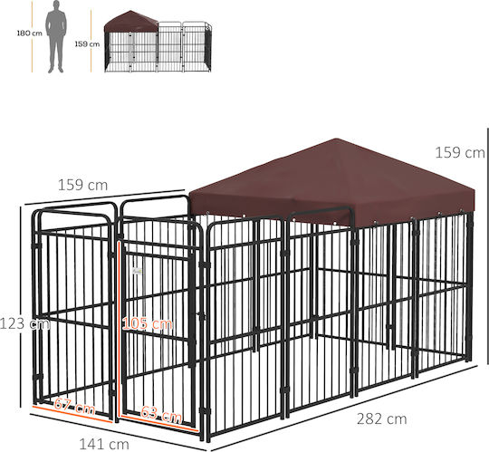 Pawhut Metallic Dog Fencing Accessory 282x121x159cm Brown