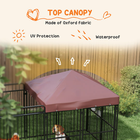 Pawhut Metallic Dog Fencing Accessory 282x121x159cm Brown