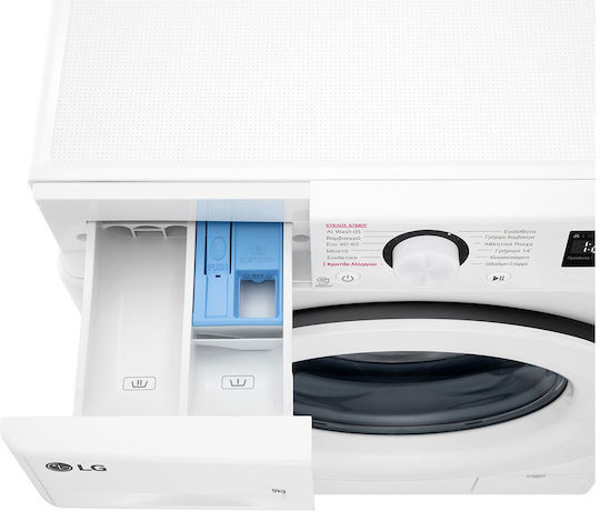 LG Πλυντήριο Ρούχων 9kg με Τεχνολογία Ατμού 1400 Στροφών AI DD F4R3009NSWW