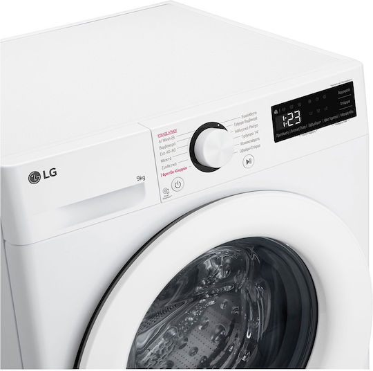 LG Πλυντήριο Ρούχων 9kg με Τεχνολογία Ατμού 1400 Στροφών AI DD F4R3009NSWW