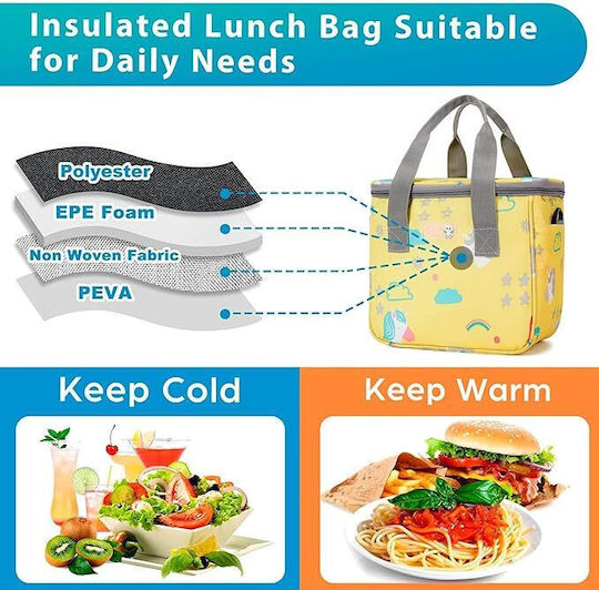Kinder 000075753 Schulische Isothermische Hand-Lunch-Tasche 6.5Es Gelb Einhörner 21 x 14 x 23cm