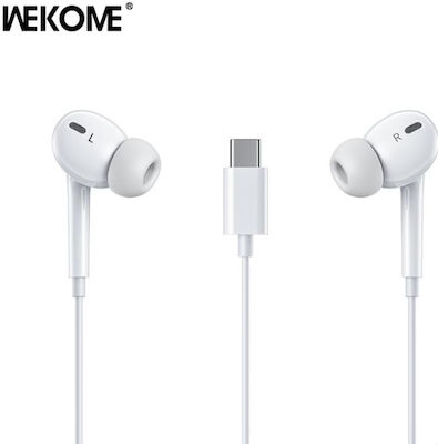 WK YA17 In-ear Handsfree Ακουστικά με Βύσμα USB-C Λευκό