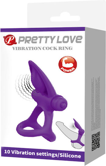 Pretty Love Testicles Δονούμενο Δαχτυλίδι Πέους Σιλικόνης Μωβ BI-210306