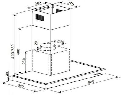 Heinner Απορροφητήρας Καμινάδα 90cm Inox