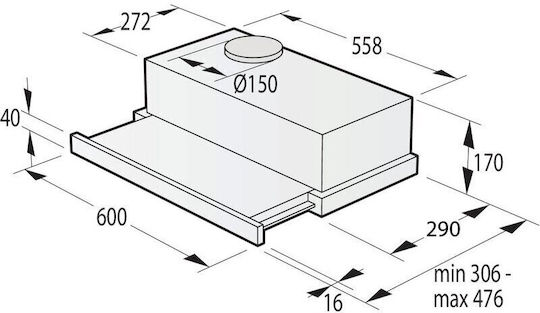 Gorenje TH62E4BG Συρόμενος Απορροφητήρας 60cm Μαύρος