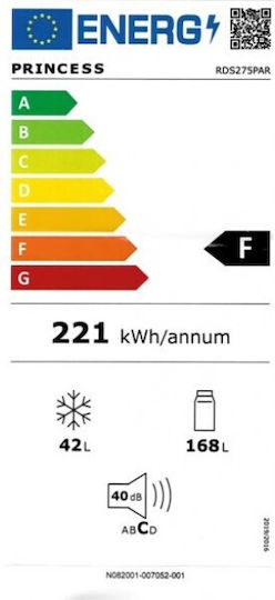 Princess Ψυγείο Δίπορτο 210lt Υ143xΠ55xΒ55εκ. Inox RDS275PAR
