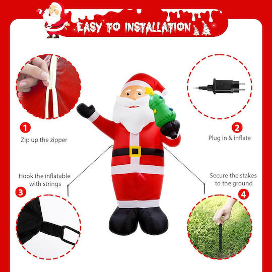 Inflatable Illuminated Santa Claus Red 22.7x17.9cm Vintoney Qm-laoren Christmas