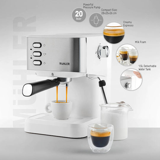 Muhler Mașină de Espresso 1050W Presiune 20bar Argintie MCM-1588