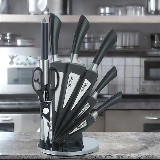 Cheffinger Knife Set with Block from Stainless Steel 8pcs