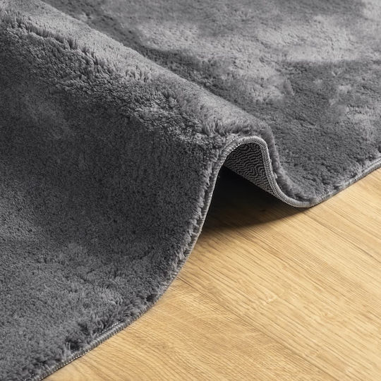 vidaXL Huarte Rutschfest Teppich Rechteckig Synthetisch,Polyester/Cotton/Leather Charcoal