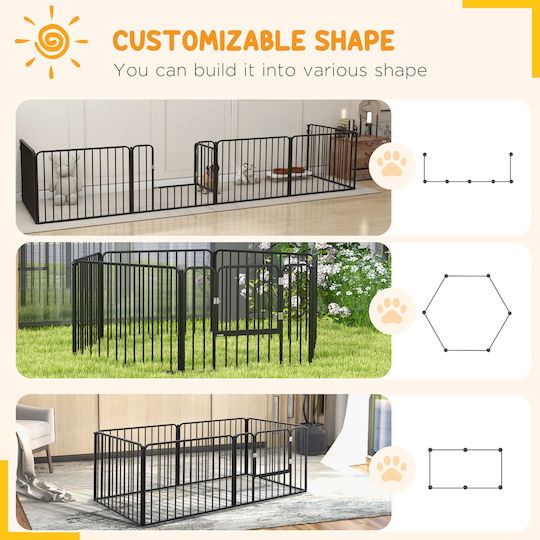 Pawhut Dog Park with 6 Panels 164x83x60cm Black