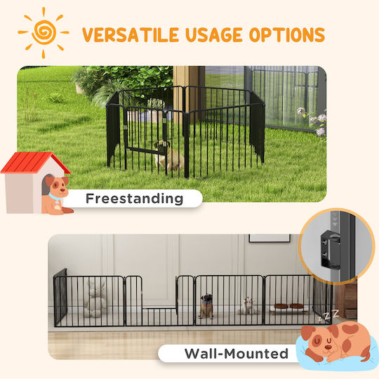 Pawhut Dog Park with 6 Panels 164x83x60cm Black