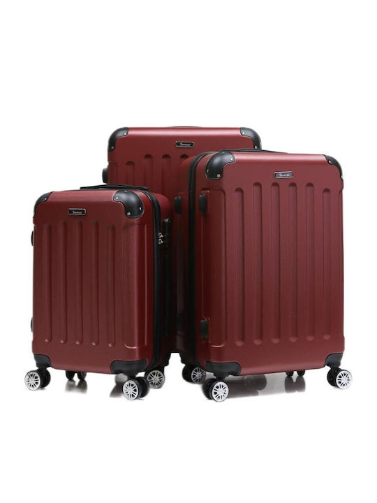 Traveleo Travel Suitcases Hard Red with Wheels Set of 3pcs