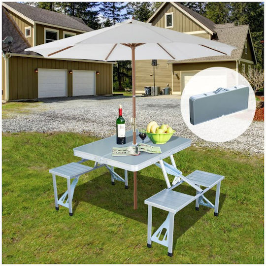 Outsunny Маса С Пейка От Алуминий Сгъваема В Чанта 135x85x67см Сребрист