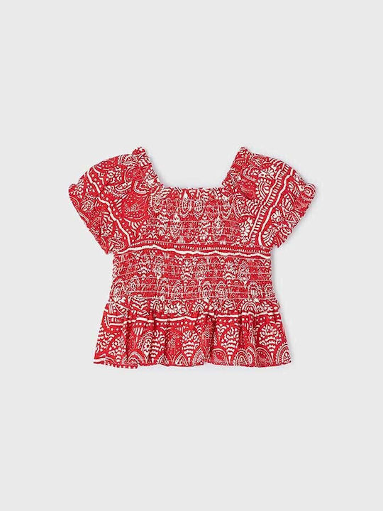 Mayoral Kids' Blouse Short Sleeve red