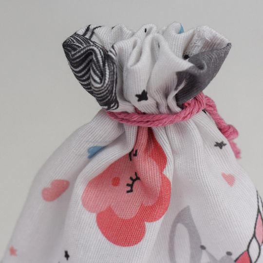Decocraft Decocraft Fabric Unicorn Pouch for Gift with Theme Unicorns White 14x18cm 12 Pieces
