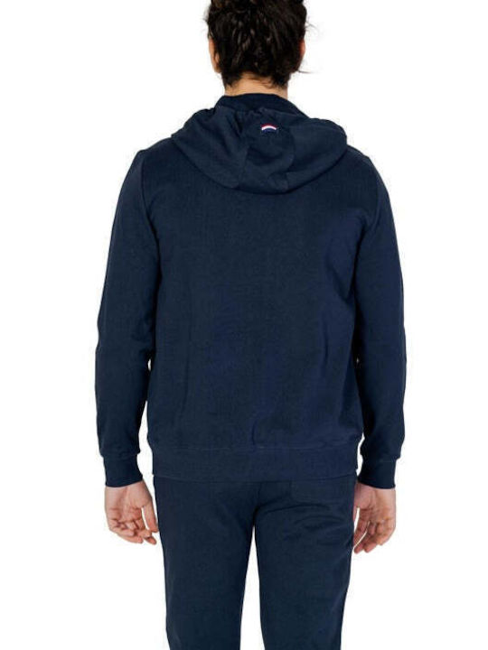 U.S. Polo Assn. Herren Sweatshirt Jacke mit Kapuze und Taschen Blau