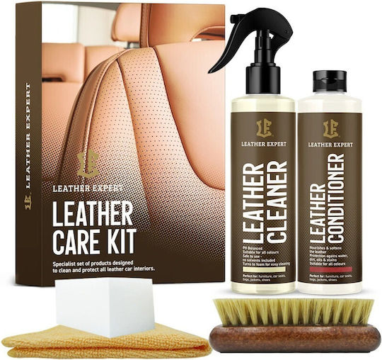 Leather Expert Set De Curățare Strălucire și Protecție Pentru Piese Din Piele Auto 250ml
