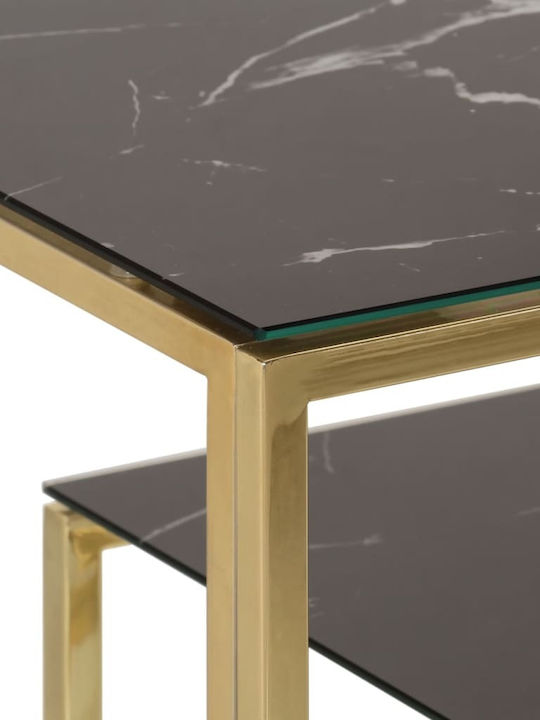 Console Table Metal with Glass Surface Gold L110xW35xH70cm