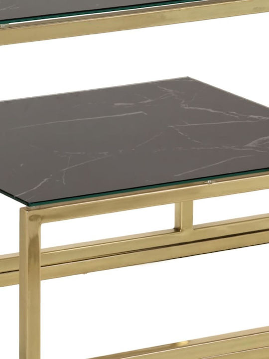 Console Table Metal with Glass Surface Gold L110xW35xH70cm