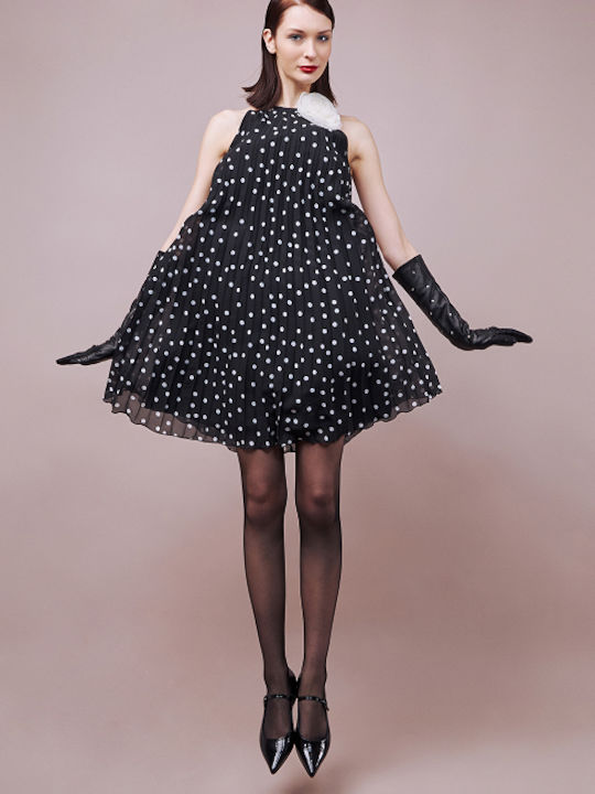Desiree Mini Dress with Ruffle Black