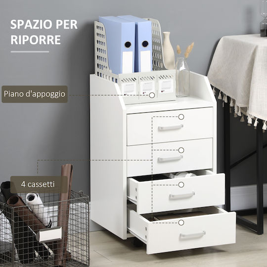 Συρταριέρα Γραφείου Ξύλινη Λευκό 40x36x65cm