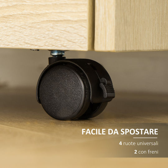 Schublade Büro mit Rädern Φυσικό Ξύλο 40x36x65cm
