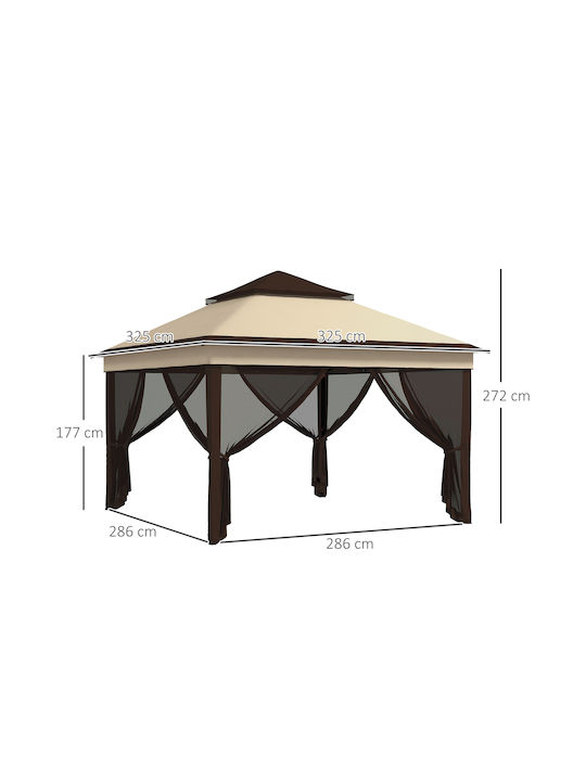 Outsunny Κιόσκι Κήπου Καφέ 3x3m