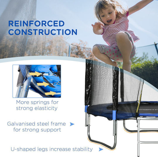 Sportnow Outdoor Trampoline Diameter 180cm with Ladder & Net Blue