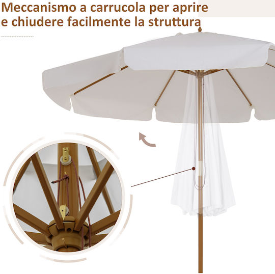 Umbrelă Rotundă Din Lemn Bej Φ3.25xÎ2.5m