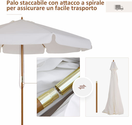 Umbrelă Rotundă Din Lemn Bej Φ3.25xÎ2.5m