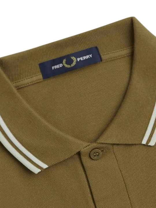 Fred Perry Twin Tipped Ανδρική Μπλούζα Κοντομάνικη Polo Καφέ