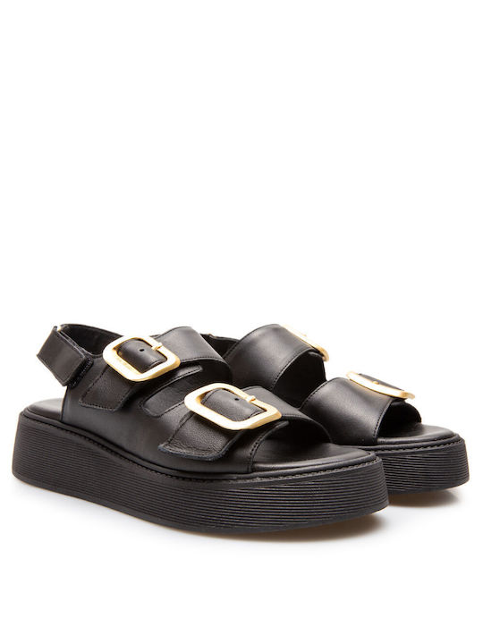 Komis & Komis Women's Flat Sandals in Black Color B34-BLACK-Gold