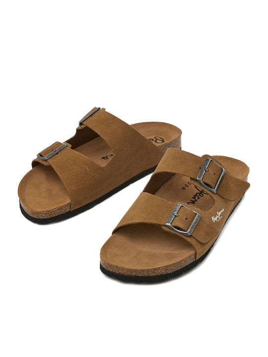 Bio M Double Kepler Δερμάτινα Ανδρικά Σανδάλια σε Καφέ Χρώμα