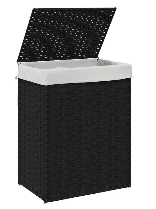 vidaXL Wicker Laundry Basket with Cap 46x33x60cm Black