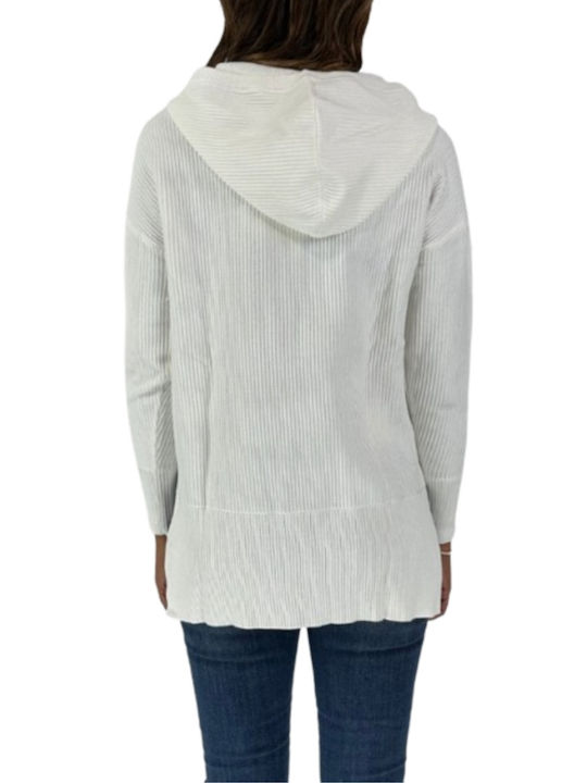 Fracomina Women's Long Sleeve Sweater with Hood Beige