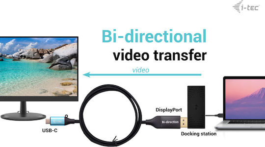 i-tec Video Cable USB Type-C Male to DisplayPort Black 1.5m