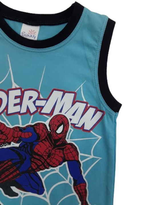 Kids' Shirt Sleeveless Light Blue Spiderman