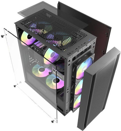 Darkflash DK353 Gaming Middle Tower Carcasă Calculator cu Fereastră Laterală Negru