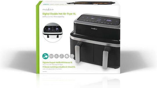 Nedis Friteuză cu aer cu Wi-Fi & Coș Detașabil Dublu 8.4lt Negru KAAF320BK