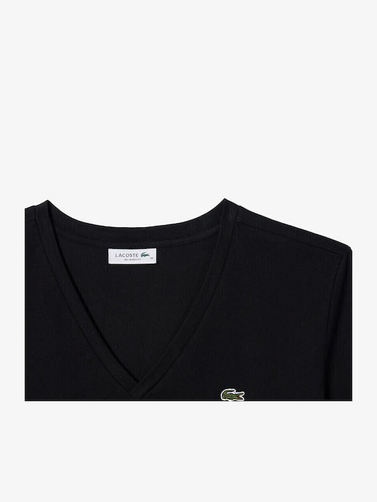 Women's Cotton Short Sleeve Blouse with V-Neck Black