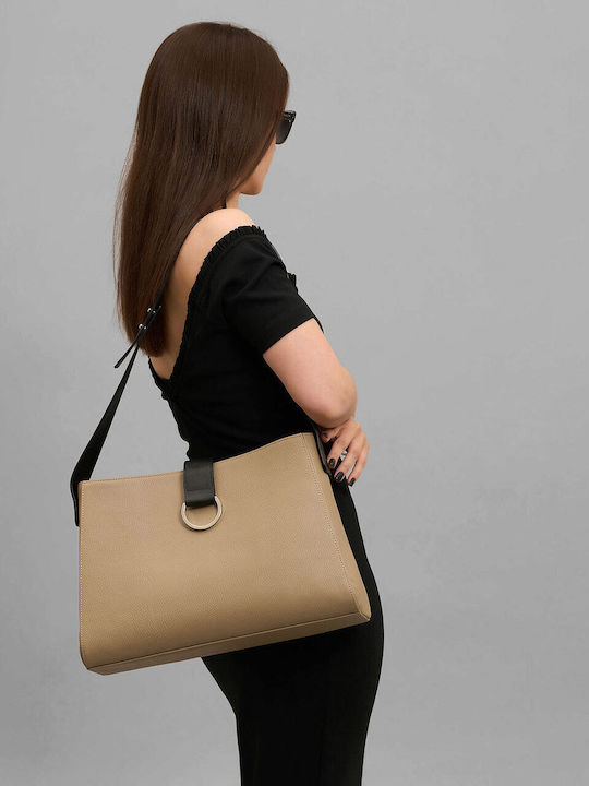 Ledertasche mit verstellbarem Riemen MASHA Beige