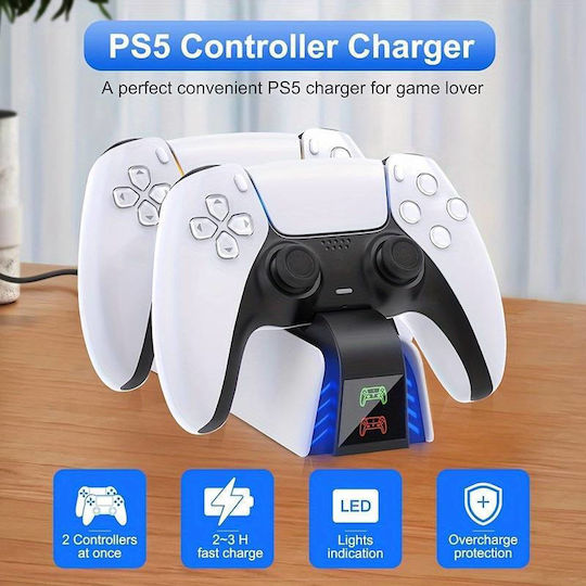 Snd-462a Charging Station for 2 controllers PS5 with LED lighting White