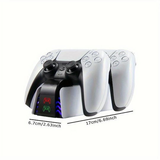 Snd-462a Charging Station for 2 controllers PS5 with LED lighting White