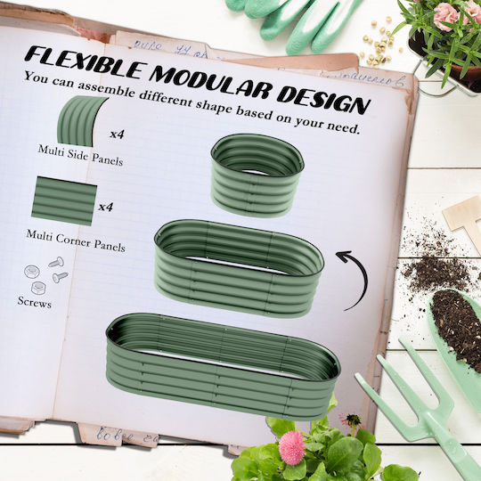 Outsunny Blumenkasten Metallisch Green 150x62x30cm.